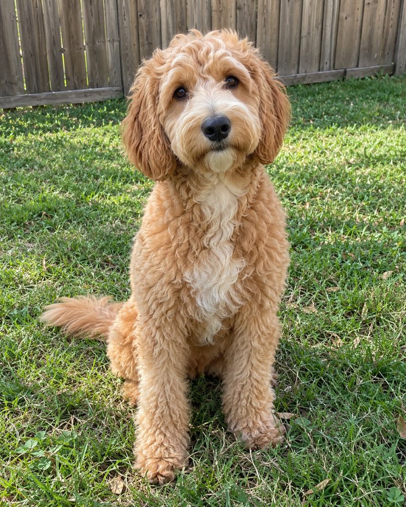 Her dog on the lawn, photographed separately