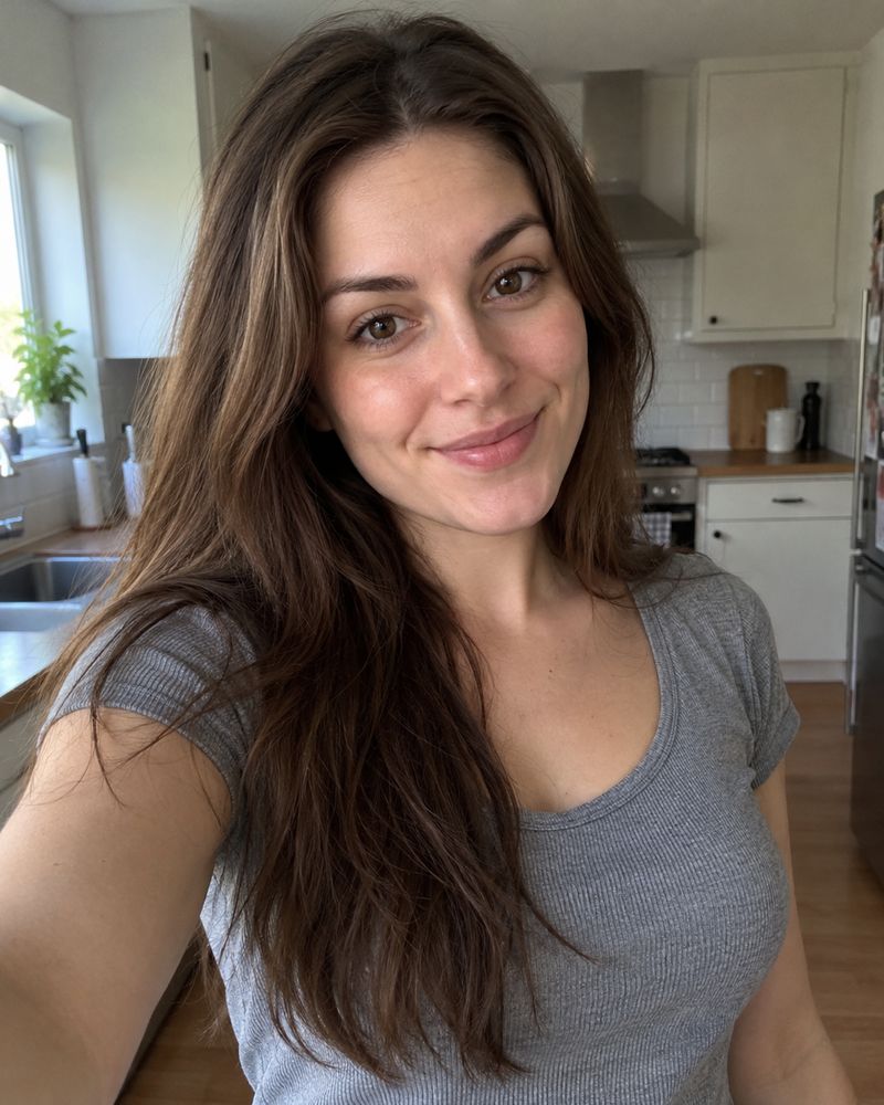 Her selfie in the kitchen